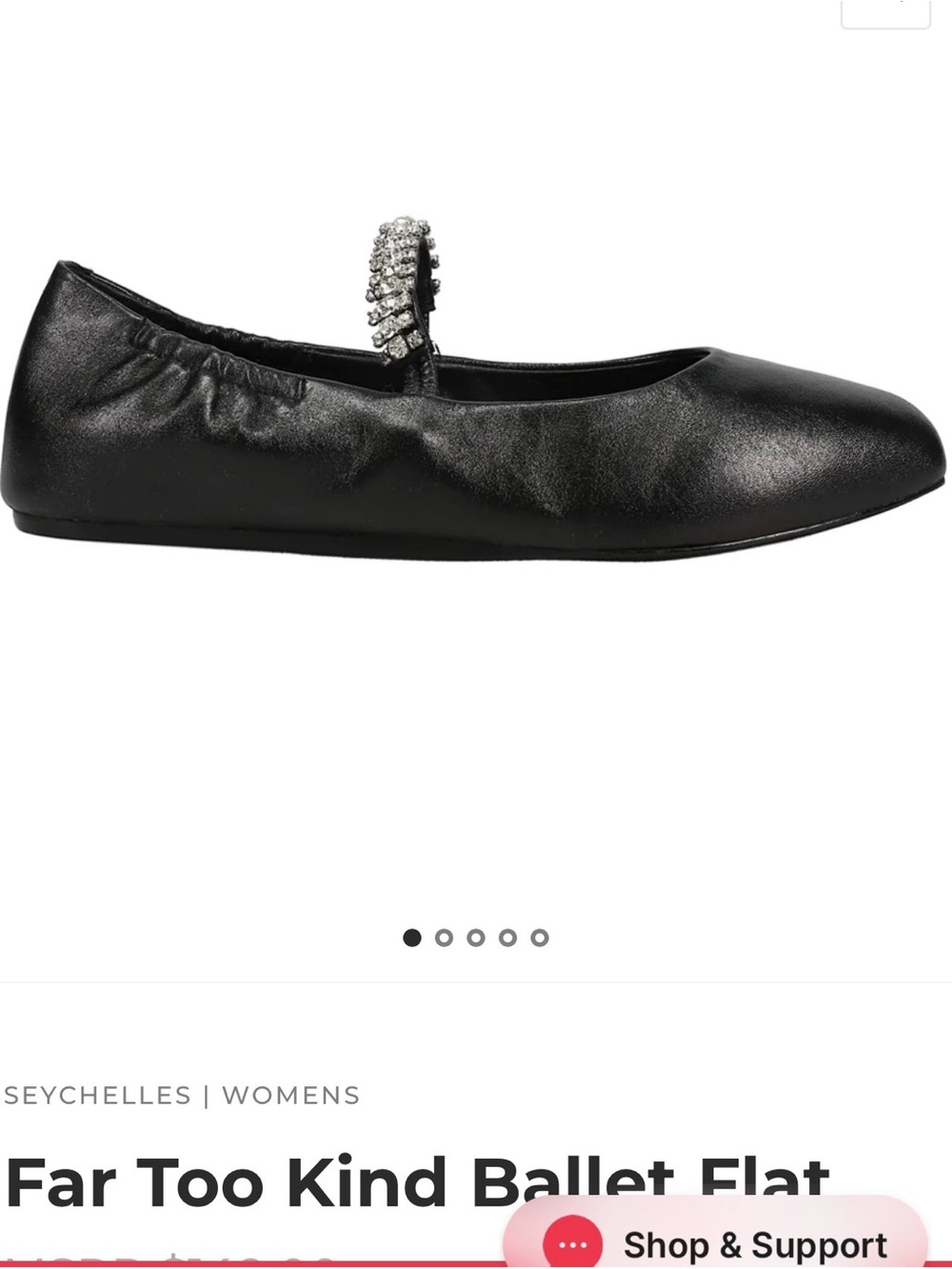 Seychelles Far Too Kind Black Ballet Flat with Crystal Strap